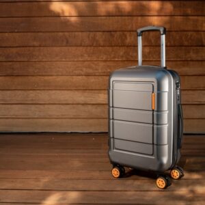 a piece of luggage sitting on top of a wooden floor